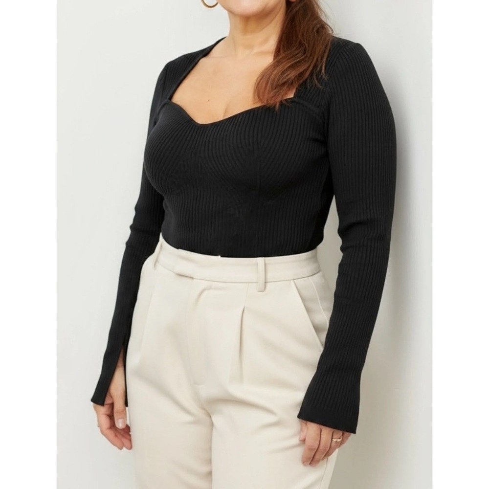 Reformation Black Ribbed Sweater - Picture 2 of 15